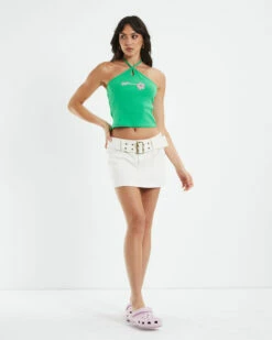 Insight Delphi Puff Halter Neck Tank Top Green -Insight Shop 3 57261