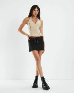 Maxine Lace Front Longline Zip Corset Tan -Insight Shop 3 57316