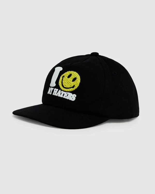 MARKET Smiley Haters 5 Panel Hat Vintage Black 5 MARKET Smiley Haters 5 Panel Hat Vintage Black - Image 3