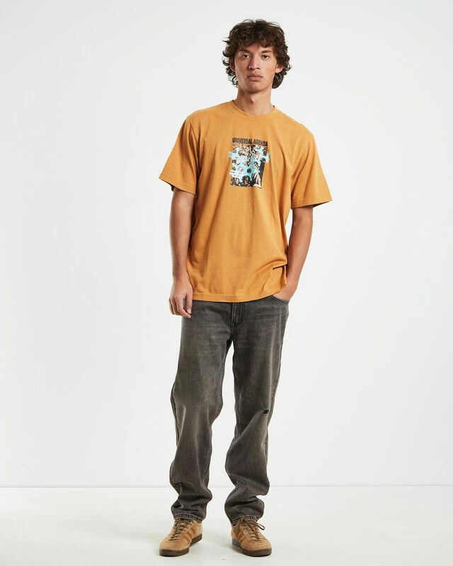 Afends Universal Recycled Retro Fit T-Shirt In Mustard Yellow 5 Afends Universal Recycled Retro Fit T-Shirt In Mustard Yellow - Image 3