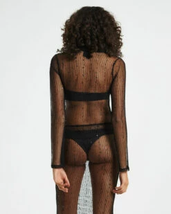 Scarlet Mesh Long Sleeve Knit Shirt Black -Insight Shop 3 59465