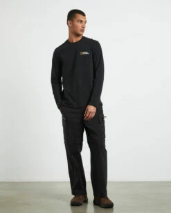 National Geographic Palco Small Logo Round Long Sleeve T-Shirt Carbon Black -Insight Shop 3 72803
