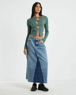 BDG Urban Outfitters BDG Cut Out Long Sleeve Top Green -Insight Shop 3 73028