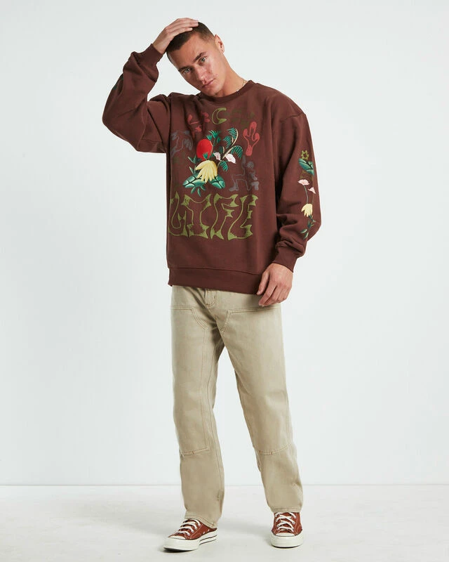 MARKET Life Cycle Crewneck Jumper In Acorn Brown 5 MARKET Life Cycle Crewneck Jumper In Acorn Brown - Image 3