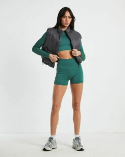 Long Sleeve Rib Crop Top In Forest Green 10 Long Sleeve Rib Crop Top In Forest Green -Insight Shop 3 73148