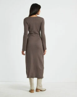 Mara Wrap Knit Midi Dress Mocha -Insight Shop 3 73154