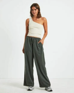 Luxe Knitted One Shoulder Top In Vintage Stone -Insight Shop 3 73487