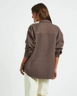 Posey Oversized Waffle Shirt Mocha -Insight Shop 3 73584