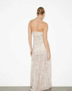 Studio Cassie Ruched Low Strapless Dress In Beige -Insight Shop 3 73775
