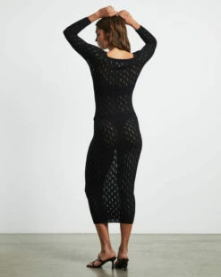 Cleo Midi Long Sleeve Dress In Black -Insight Shop 3 74003