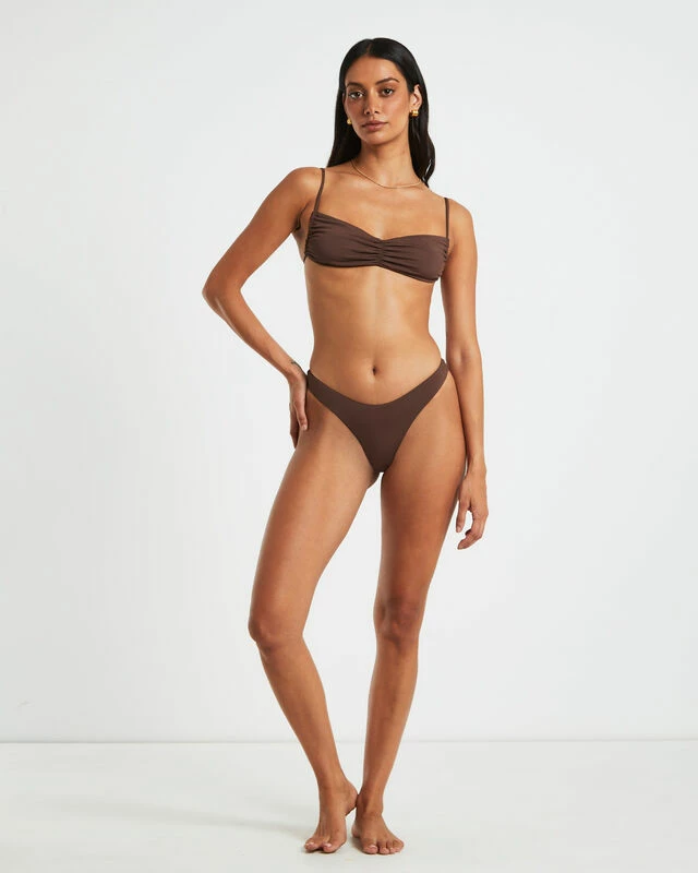 Gather Front Top In Coffee Brown 5 Gather Front Top In Coffee Brown - Image 3