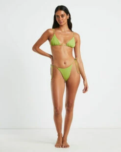 Rib Skinny Strap Triangle Bikini Top In Citrus Green 10 Rib Skinny Strap Triangle Bikini Top In Citrus Green -Insight Shop 3 75012