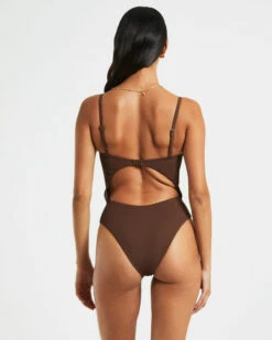Rib Underwire One Piece In Chocolate Brown -Insight Shop 3 75137