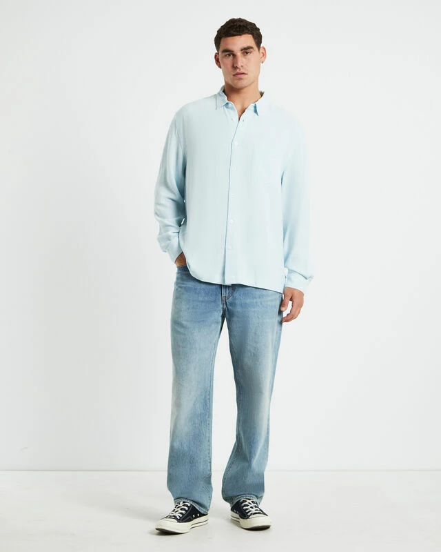 Harrison Linen Long Sleeve Shirt In Sky Blue 5 Harrison Linen Long Sleeve Shirt In Sky Blue - Image 3