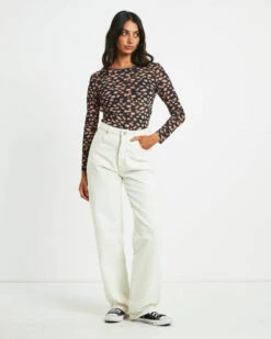 Afends Hazey Recycled Sheer Long Sleeve Top In Black Floral -Insight Shop 3 76141