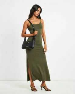 Preseley Midi Dress In Khaki -Insight Shop 3 76286