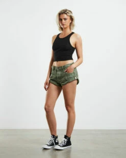One Teaspoon Super Bandits Denim Shorts Kahki 11 One Teaspoon Super Bandits Denim Shorts Kahki -Insight Shop 4 12494