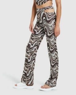 Tammy Swirl Print Cut Out Soft Pants Brown 11 Tammy Swirl Print Cut Out Soft Pants Brown -Insight Shop 4 13449