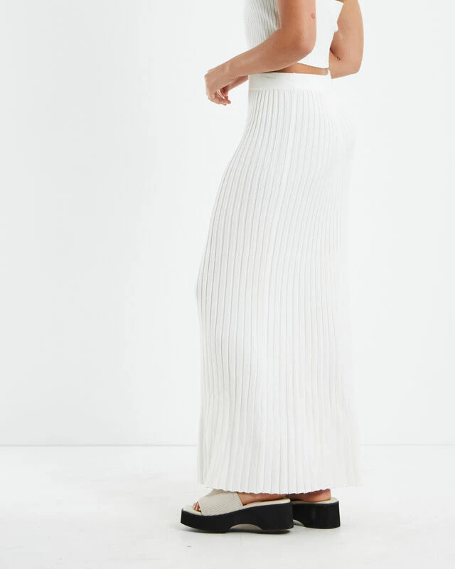 Bonnie Rib Knit Maxi Skirt White 6 Bonnie Rib Knit Maxi Skirt White - Image 4
