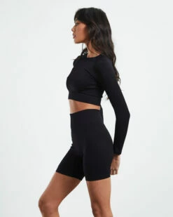 Long Sleeve Rib Crop Top Black 11 Long Sleeve Rib Crop Top Black -Insight Shop 4 15024