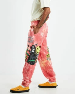 MARKET Smiley Look At The Bright Side Tie Dye Sweatpants Pink -Insight Shop 4 15238
