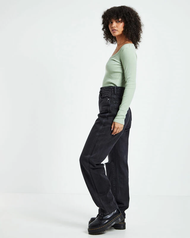 Deep V-Neck Long Sleeve Top Dusty Sage Green 6 Deep V-Neck Long Sleeve Top Dusty Sage Green - Image 4