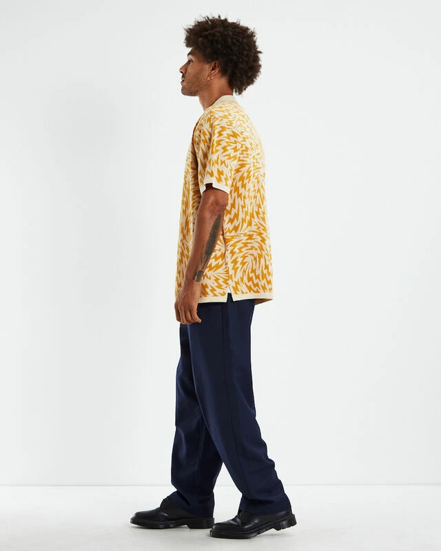 Knit Short Sleeve Shirt Electric Intarsia Orange 6 Knit Short Sleeve Shirt Electric Intarsia Orange - Image 4