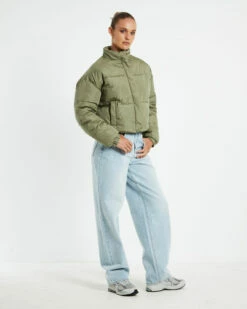 Casey Cropped Puffer Jacket Sage Green 11 Casey Cropped Puffer Jacket Sage Green -Insight Shop 4 20285