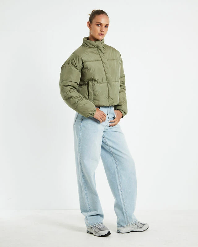Casey Cropped Puffer Jacket Sage Green 6 Casey Cropped Puffer Jacket Sage Green - Image 4