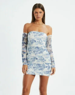 Holly Toile Print Gathered Dress Assorted -Insight Shop 4 20627