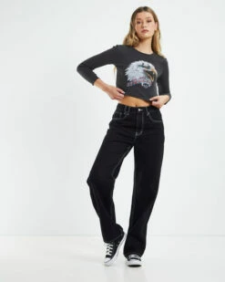 Eagle Legend Long Sleeve Rib Tee Vintage Black -Insight Shop 4 22894