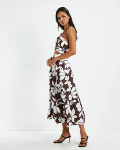 Niah Tiered Tie Up Dress Brown/White 11 Niah Tiered Tie Up Dress Brown/White -Insight Shop 4 24263