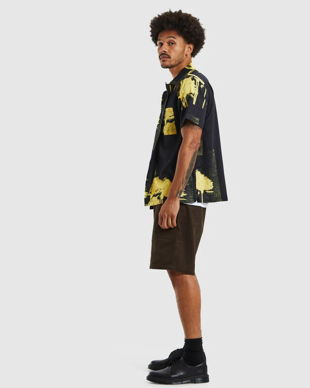 Hawaiian Short Sleeve Shirt Windy Nice Black/Yellow 6 Hawaiian Short Sleeve Shirt Windy Nice Black/Yellow - Image 4