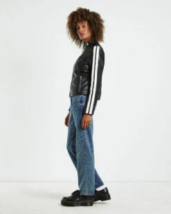 Tenille Racing Stripe Moto Jacket Black -Insight Shop 4 26920