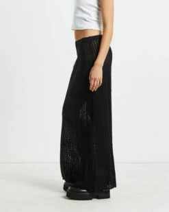 Alora Sheer Pointelle Maxi Skirt Black -Insight Shop 4 26941
