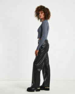 Willow Hook Front Knit Long Sleeve Top Slate Gray -Insight Shop 4 27078