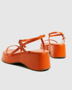 Lola Flatform Sandals Tangerine Orange -Insight Shop 4 27975