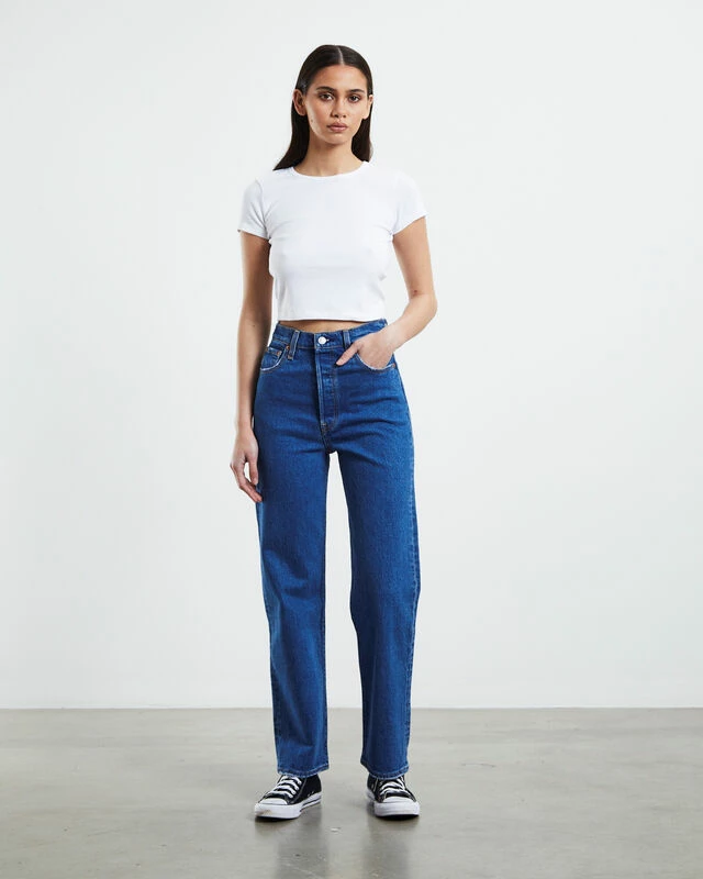 Levis Ribcage Straight Ankle Jeans Jazz Pop Blue 6 Levis Ribcage Straight Ankle Jeans Jazz Pop Blue - Image 4