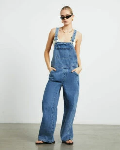 Insight Jadey Denim Relaxed Overalls In Mid 90's Blue -Insight Shop 4 3453
