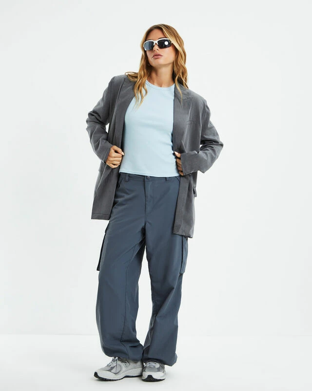 Ribbed Longline Fitted Tee Ice Blue 6 Ribbed Longline Fitted Tee Ice Blue - Image 4