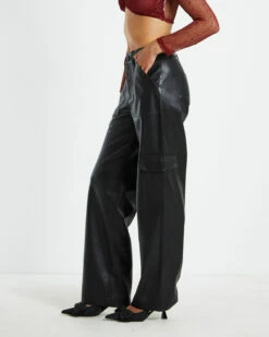 Layla Leather Look Cargo Pants Black 11 Layla Leather Look Cargo Pants Black -Insight Shop 4 38818
