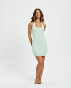 Halter Neck Fitted Dress Mint Green 11 Halter Neck Fitted Dress Mint Green -Insight Shop 4 39933
