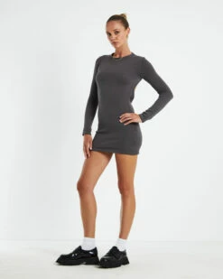 Reign Open Back Mini Knit Dress Slate Grey -Insight Shop 4 44374