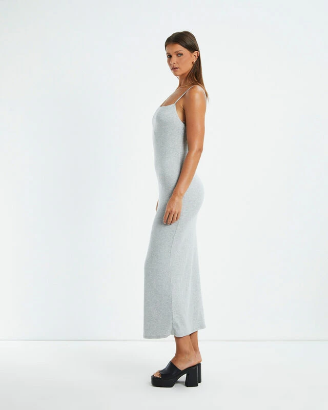 Polly Slinky Slip Dress Grey Marle 6 Polly Slinky Slip Dress Grey Marle - Image 4