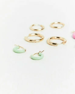 Pastel Enamel Huggie Earring Pack Gold -Insight Shop 4 44548