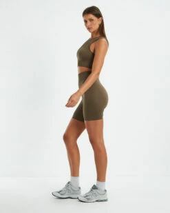 High Neck Sports Crop Top Cocoa Brown -Insight Shop 4 45789