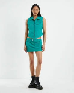 Yolanda Patch Pocket Hook Front Vest Green 11 Yolanda Patch Pocket Hook Front Vest Green -Insight Shop 4 49641