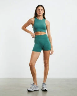 High Neck Sports Crop Top Forest Green 11 High Neck Sports Crop Top Forest Green -Insight Shop 4 50788