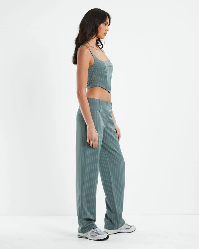 Kristen Dipped Hem Square Neck Corset Top Green 6 Kristen Dipped Hem Square Neck Corset Top Green - Image 4