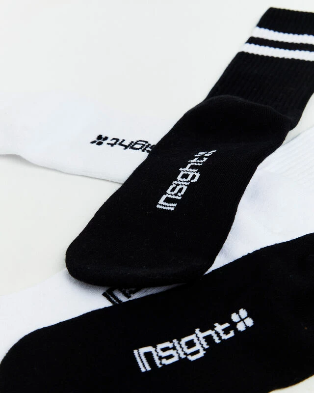Insight Core Stripe Crew Socks 2 Pack White/Black 6 Insight Core Stripe Crew Socks 2 Pack White/Black - Image 4